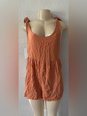 Rue21 Orange Tie-Shoulder Sleeveless Romper casual boho y2k summer